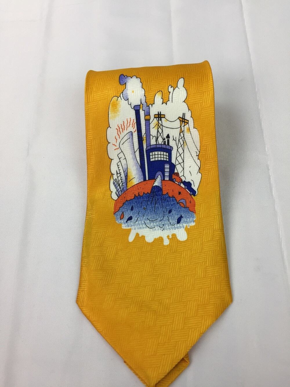 MARCO POLO TIE SILK, MADE IN ITALY, Power Plant Yellow